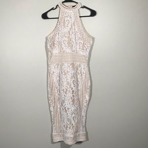 Pretty Little Thing Lace Crochet High Neck Dress